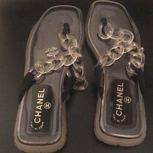 CHANEL Chain Slide Sandals